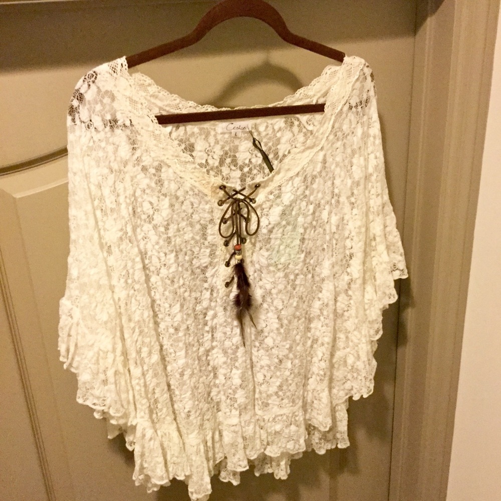 New! Stunning Boutique Lace Throw Top